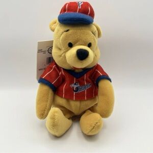 Disney Winnie the Pooh Bean Bag Plush in Red and Yellow Baseball Outfit